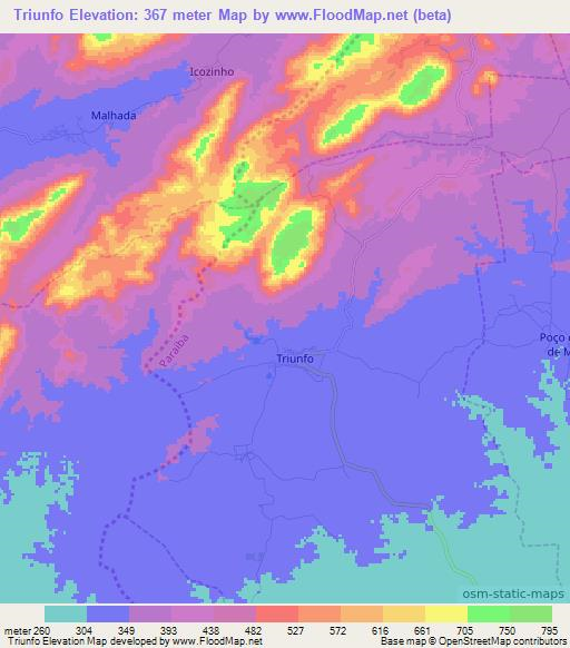 Triunfo,Brazil Elevation Map