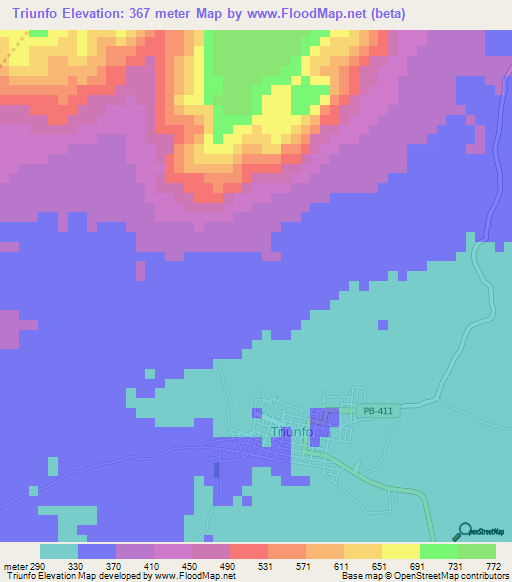 Triunfo,Brazil Elevation Map