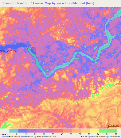 Triunfo,Brazil Elevation Map