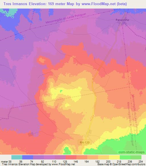 Tres Irmanos,Brazil Elevation Map