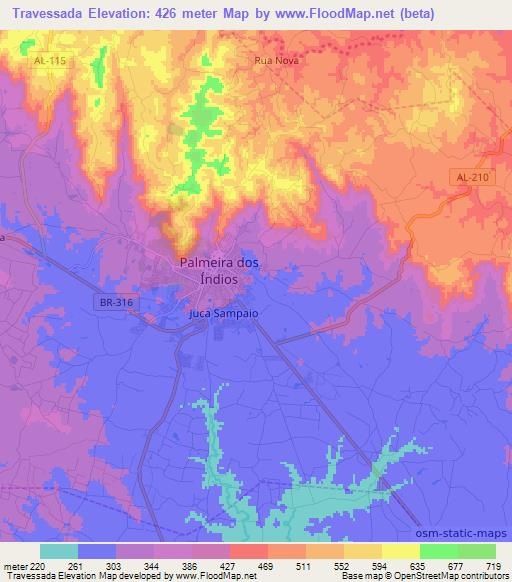 Travessada,Brazil Elevation Map