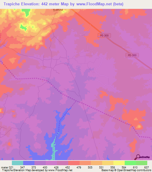 Trapiche,Brazil Elevation Map