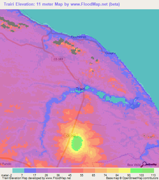 Trairi,Brazil Elevation Map