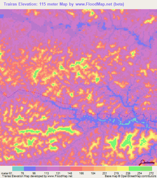 Trairas,Brazil Elevation Map