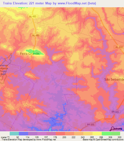 Traira,Brazil Elevation Map