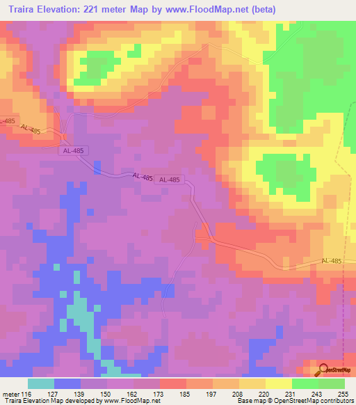 Traira,Brazil Elevation Map