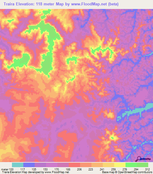 Traira,Brazil Elevation Map