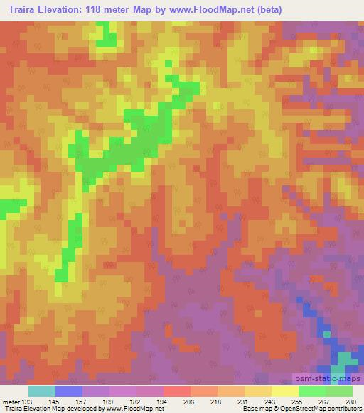 Traira,Brazil Elevation Map