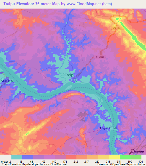 Traipu,Brazil Elevation Map