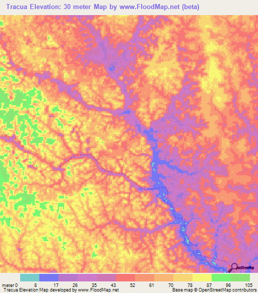 Tracua,Brazil Elevation Map