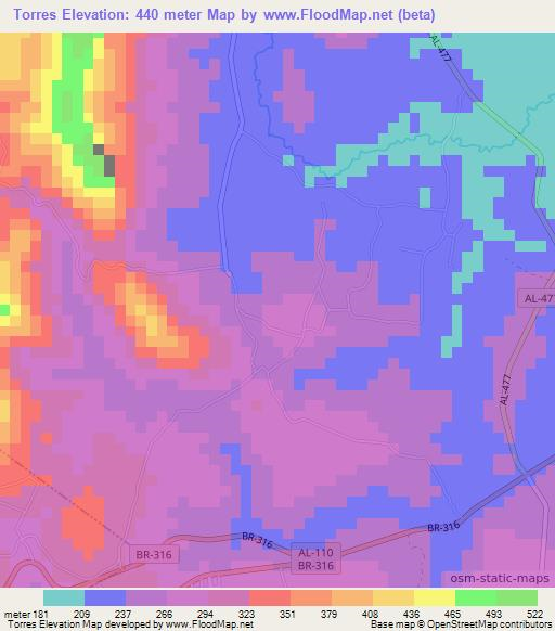 Torres,Brazil Elevation Map