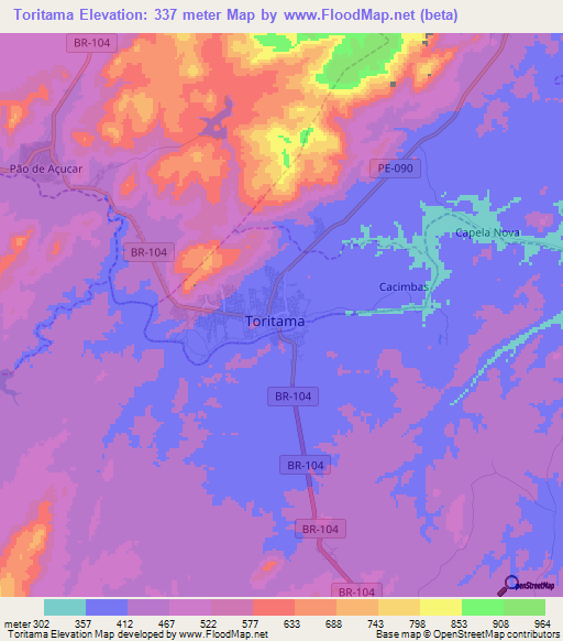 Toritama,Brazil Elevation Map