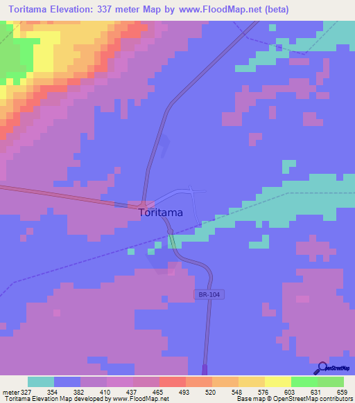 Toritama,Brazil Elevation Map