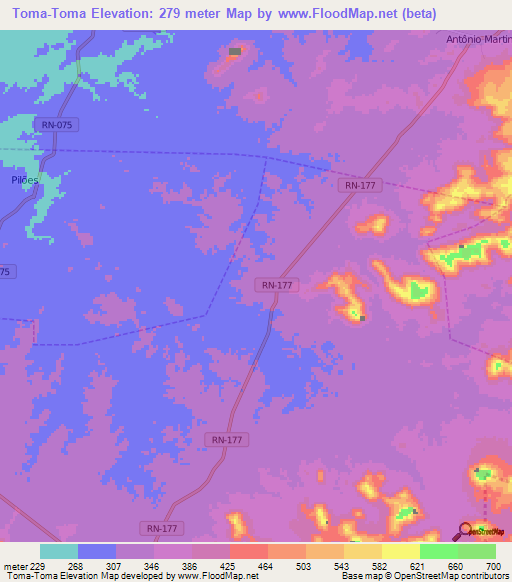 Toma-Toma,Brazil Elevation Map
