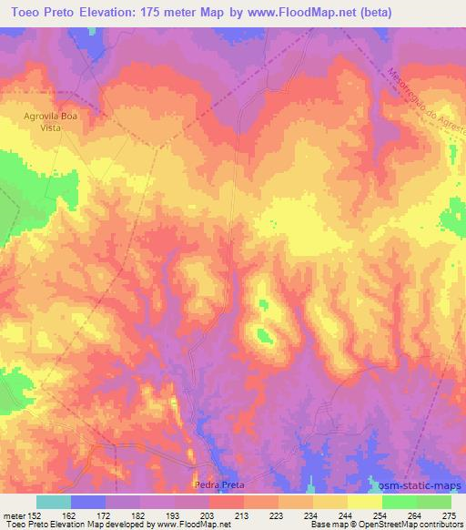 Toeo Preto,Brazil Elevation Map