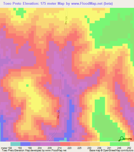 Toeo Preto,Brazil Elevation Map