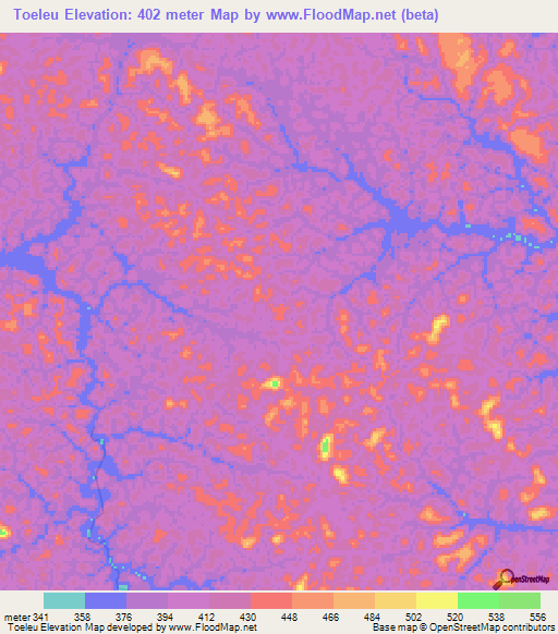 Toeleu,Brazil Elevation Map