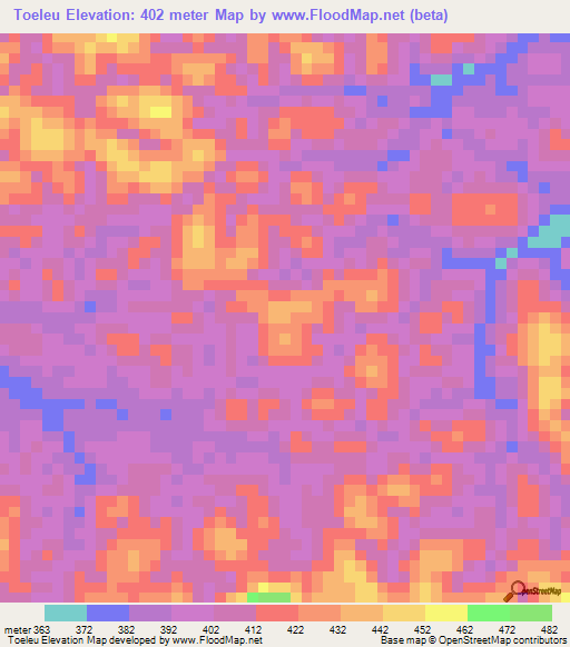 Toeleu,Brazil Elevation Map