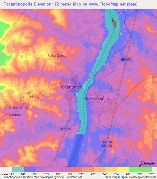 Tocantinopolis,Brazil Elevation Map