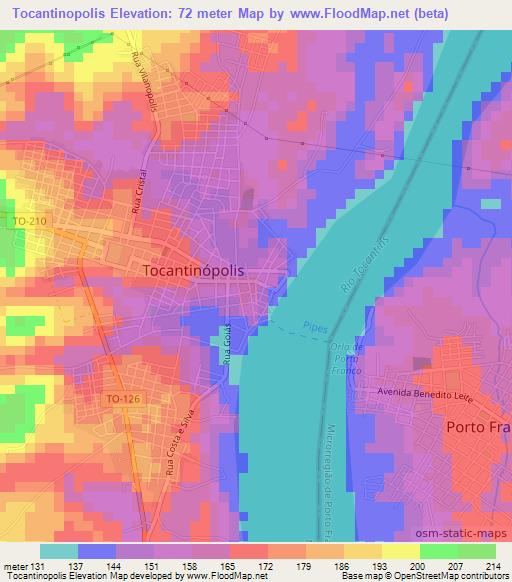 Tocantinopolis,Brazil Elevation Map