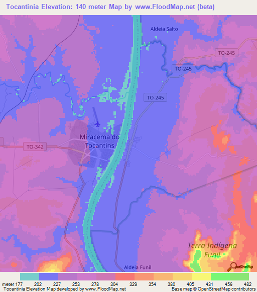 Tocantinia,Brazil Elevation Map