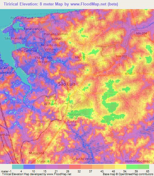 Tirirical,Brazil Elevation Map