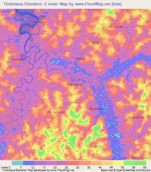 Timboteua,Brazil Elevation Map