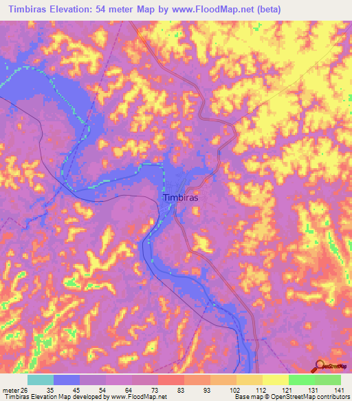 Timbiras,Brazil Elevation Map