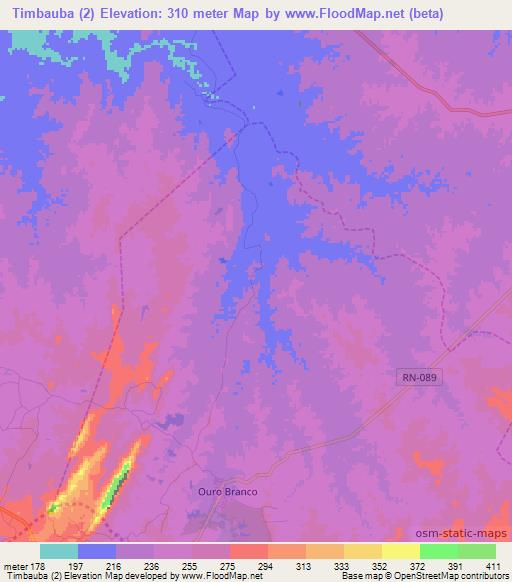 Timbauba (2),Brazil Elevation Map