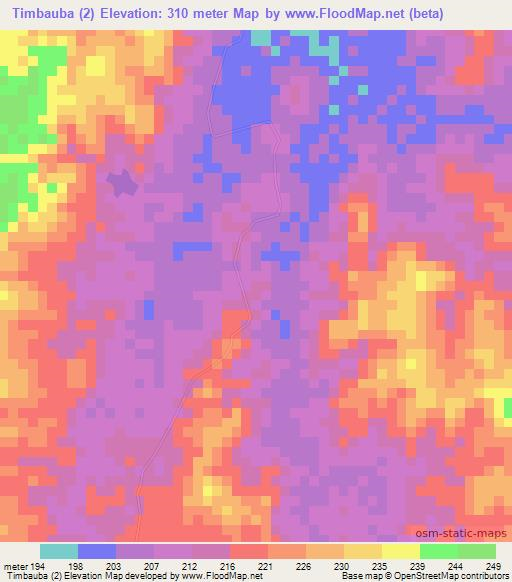 Timbauba (2),Brazil Elevation Map