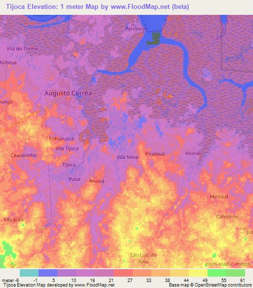 Tijoca,Brazil Elevation Map