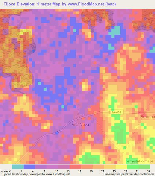 Tijoca,Brazil Elevation Map