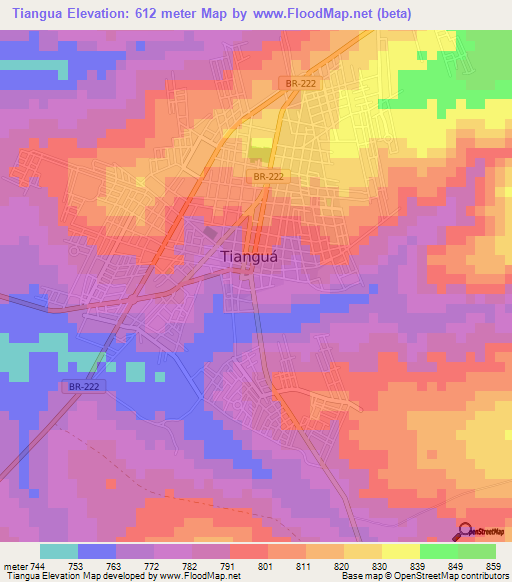 Tiangua,Brazil Elevation Map