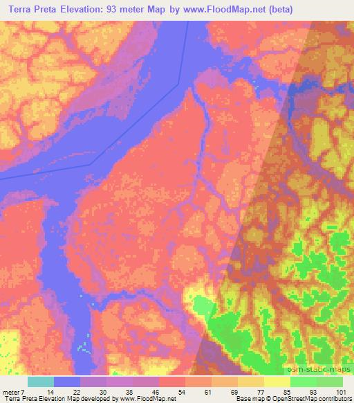 Terra Preta,Brazil Elevation Map