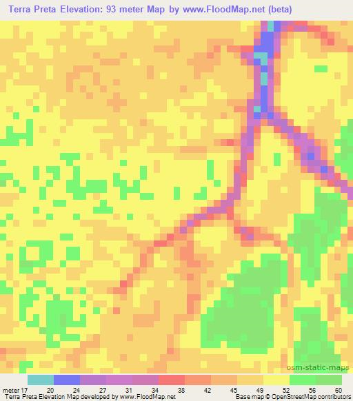 Terra Preta,Brazil Elevation Map