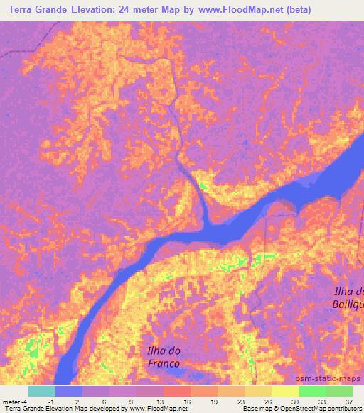 Terra Grande,Brazil Elevation Map