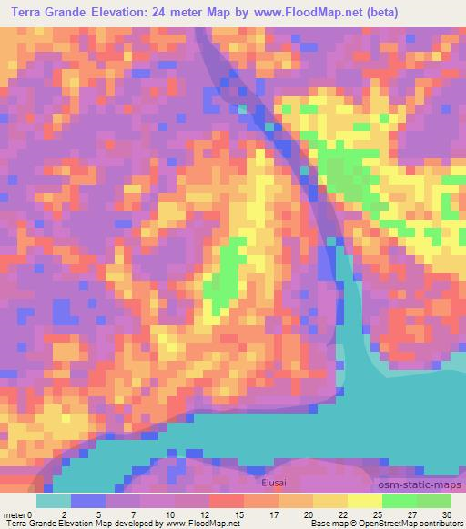 Terra Grande,Brazil Elevation Map