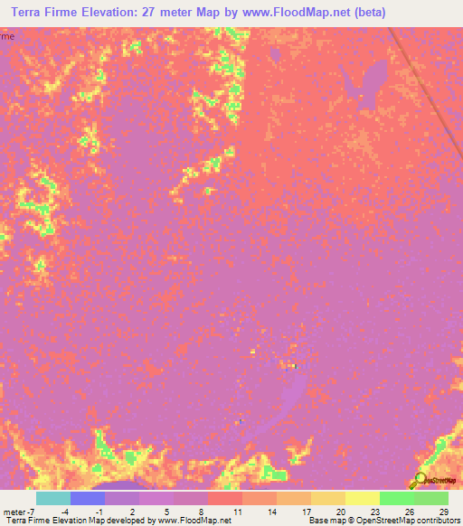 Terra Firme,Brazil Elevation Map