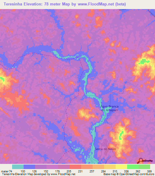 Teresinha,Brazil Elevation Map