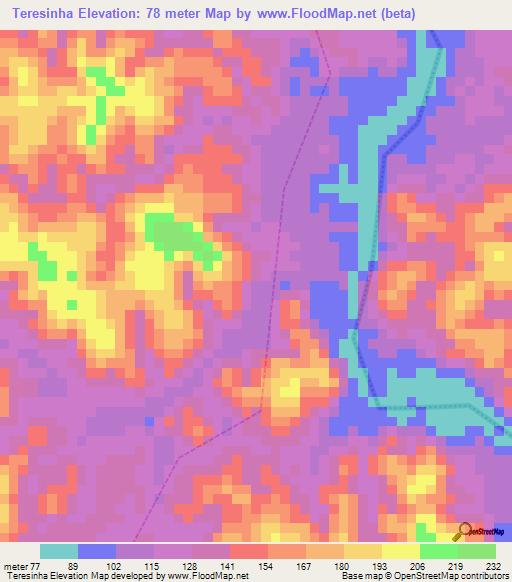 Teresinha,Brazil Elevation Map