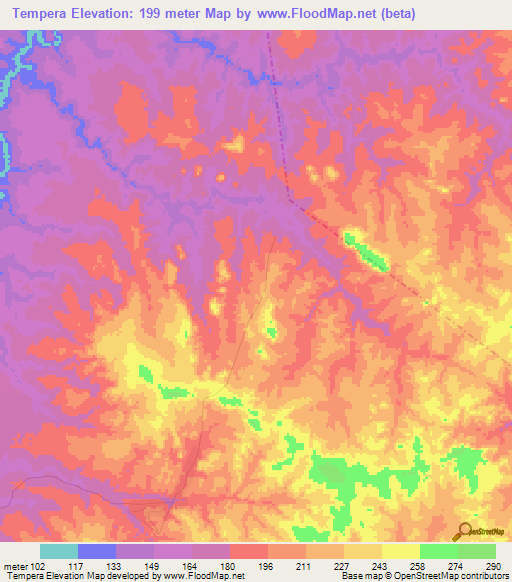 Tempera,Brazil Elevation Map