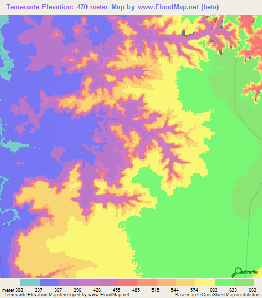 Temerante,Brazil Elevation Map