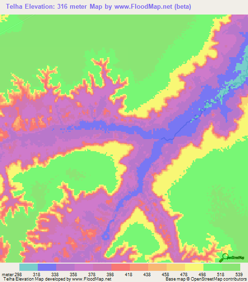 Telha,Brazil Elevation Map