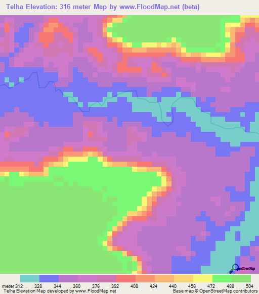 Telha,Brazil Elevation Map