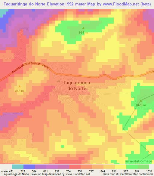 Taquaritinga do Norte,Brazil Elevation Map