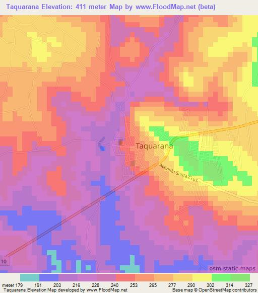 Taquarana,Brazil Elevation Map