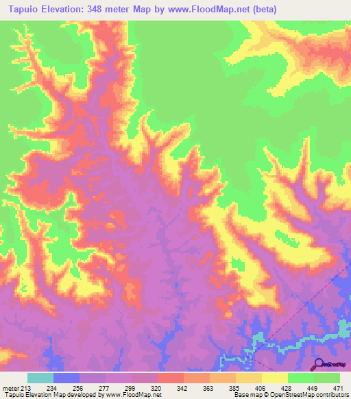 Tapuio,Brazil Elevation Map