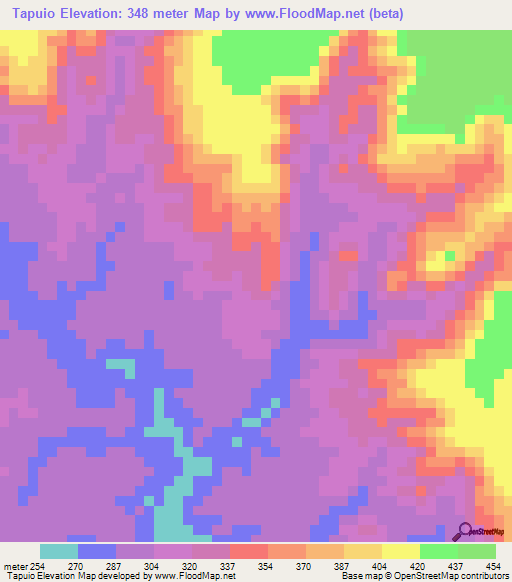 Tapuio,Brazil Elevation Map