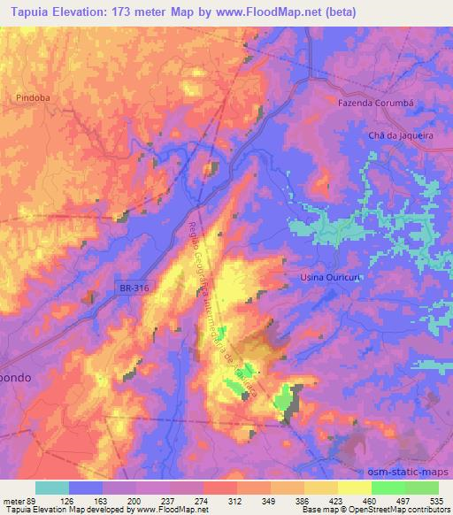 Tapuia,Brazil Elevation Map