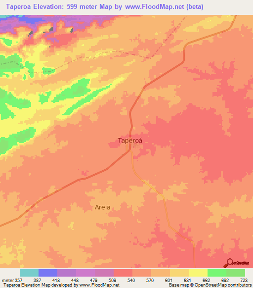 Taperoa,Brazil Elevation Map